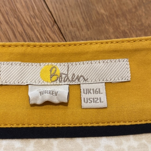 Boden Helena Chino Autumn Gold White Ditsy Floral Print Mini Skirt US 12 LONG - Picture 2 of 10